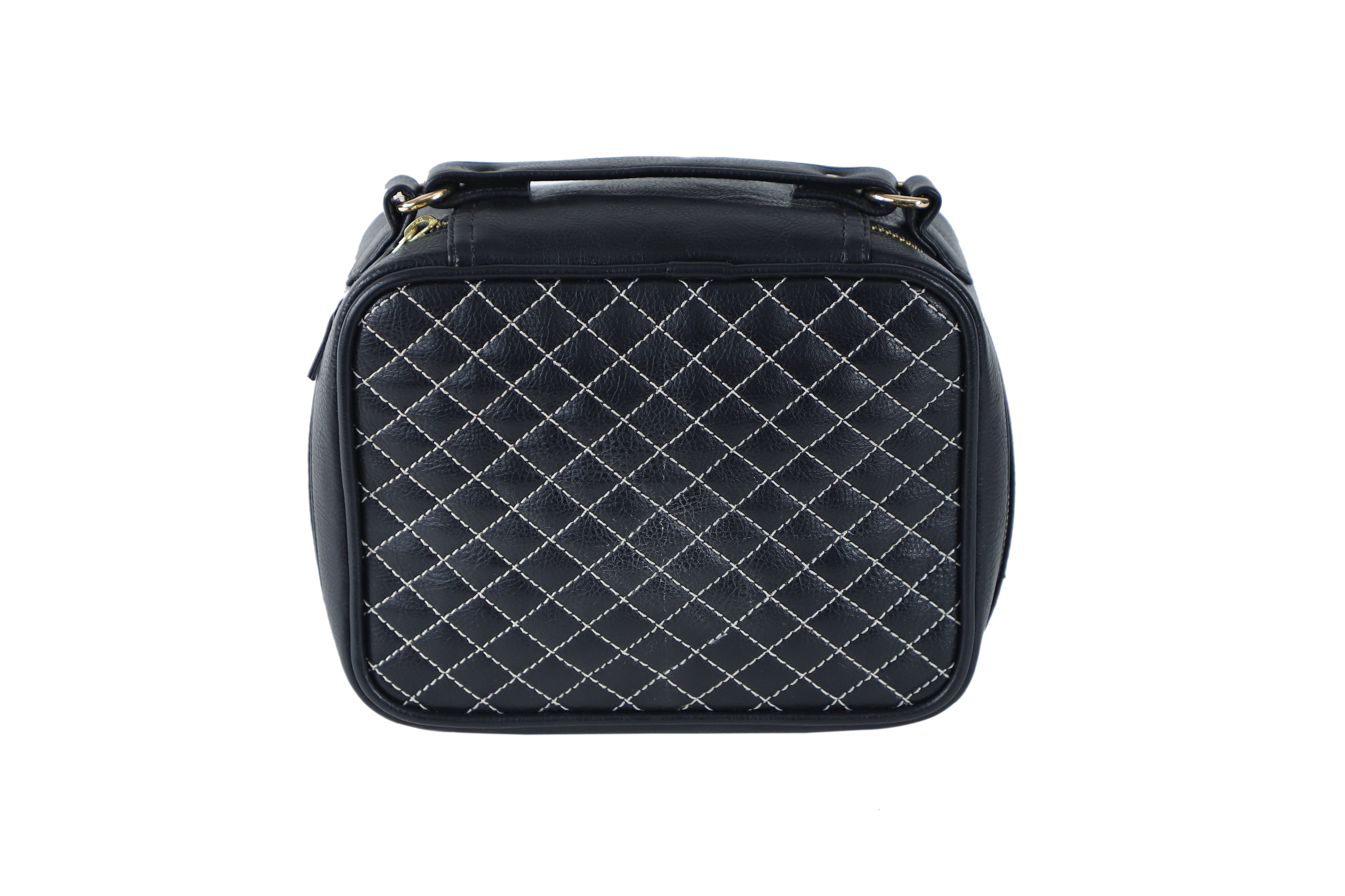 Cosmetic Bag - Durable Waterproof Fabric, Spacious 10x8 Inches Design, Chic Black And Gold Accents