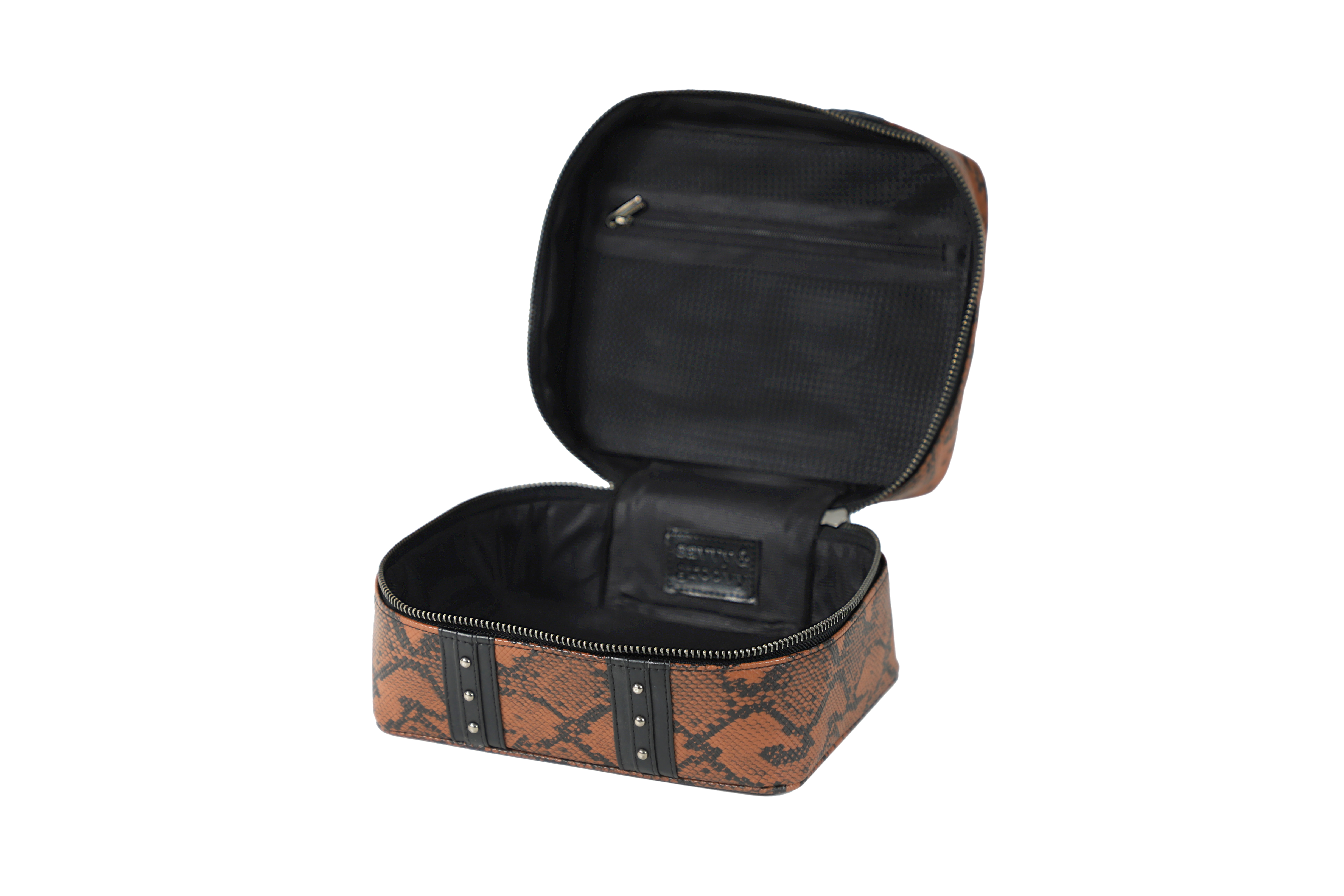 Cosmetic Bag - Durable Waterproof Fabric, Spacious 10x8 Inches Design, Chic Black And Gold Accents