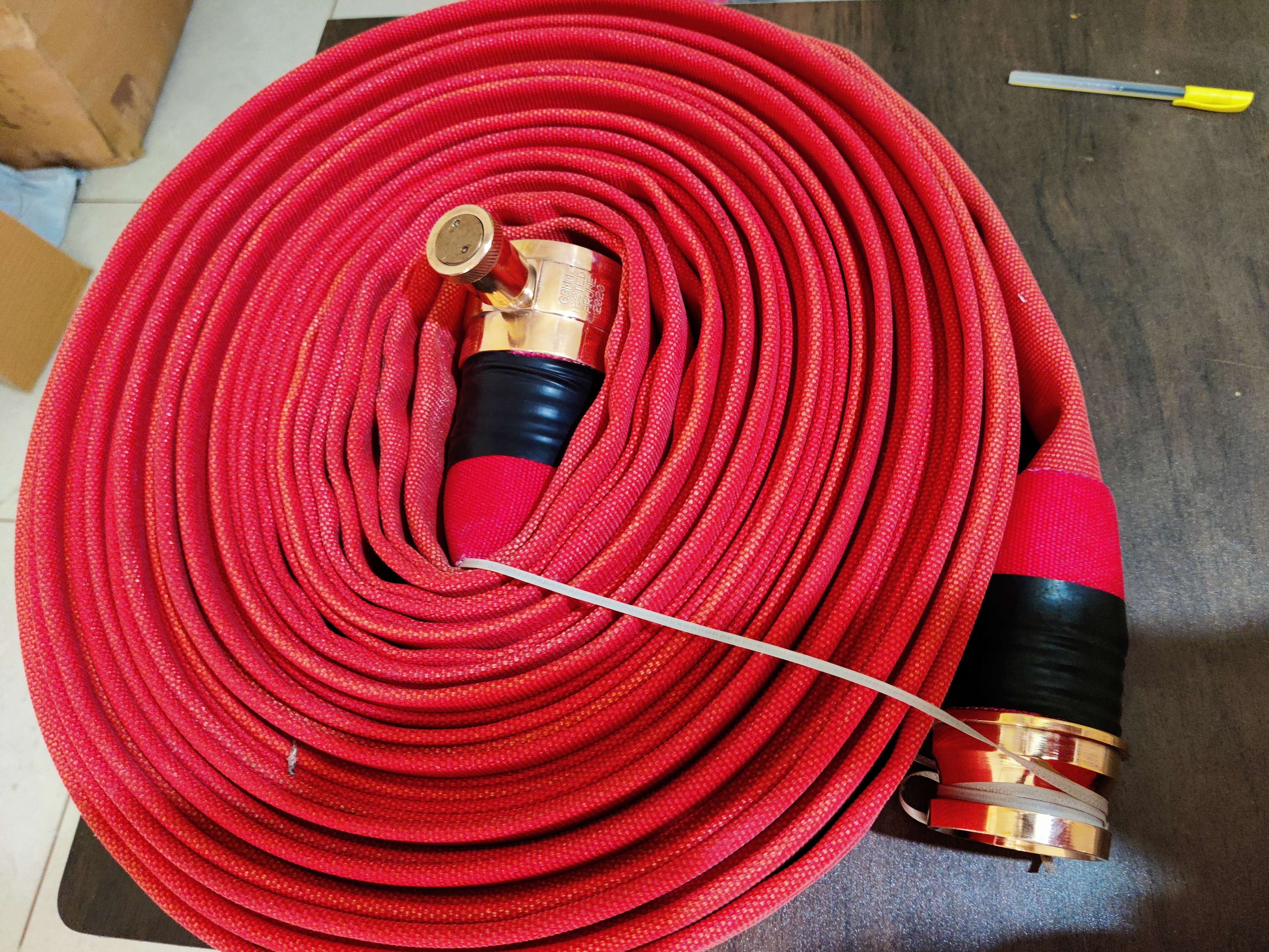 Rrl Hose Pipe - 15/30mtr, Stainless Steel/aluminium/gunmetal Coupling, Fire Fitting System, White/red Color, 10kg Weight