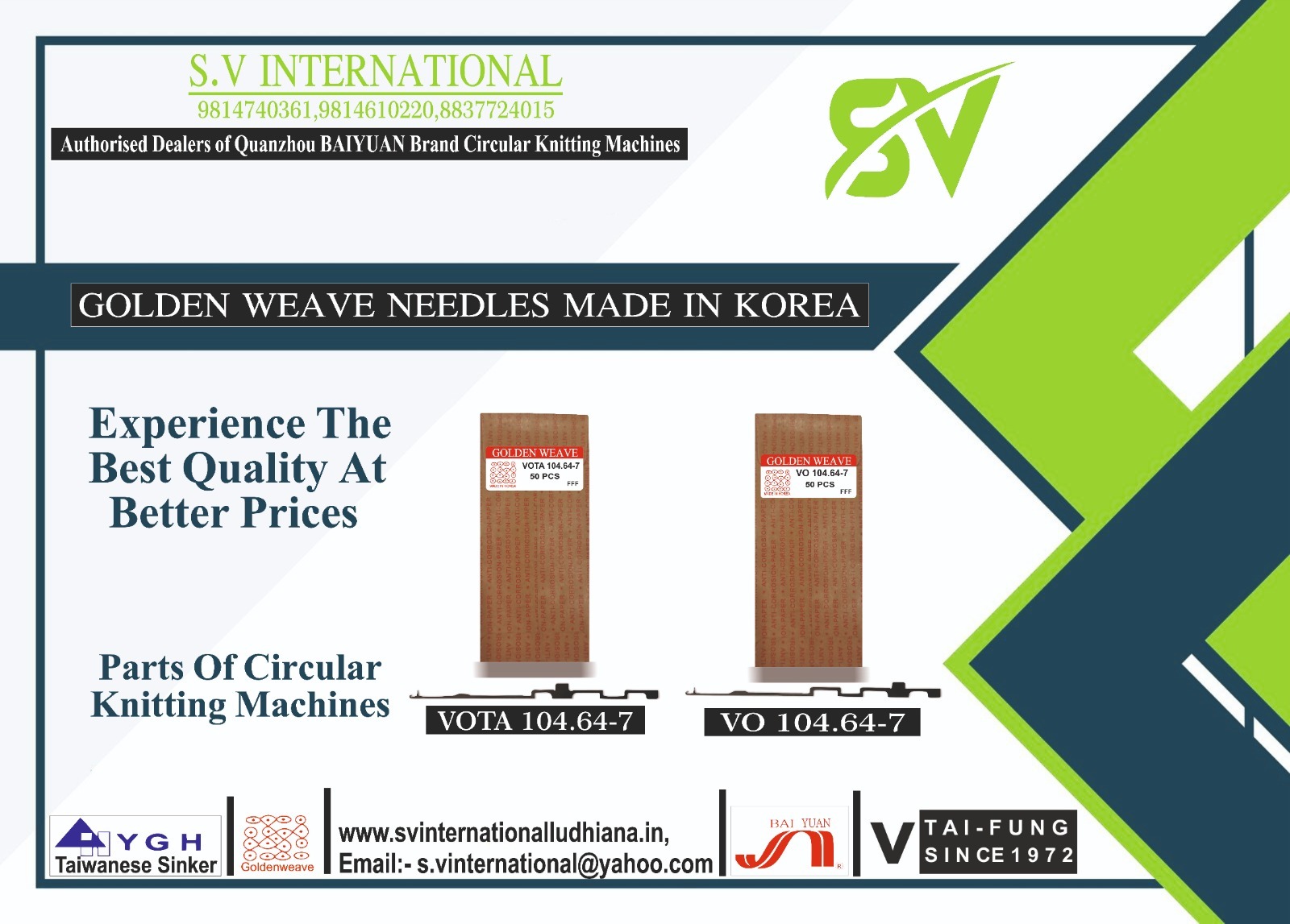 Vota-vo 104.64 - 7 - Golden Weave Brand Needles | High-grade Steel, 104.64-7mm, Gauge 7, Enhanced Productivity, Consistent Quality, Superior Performance