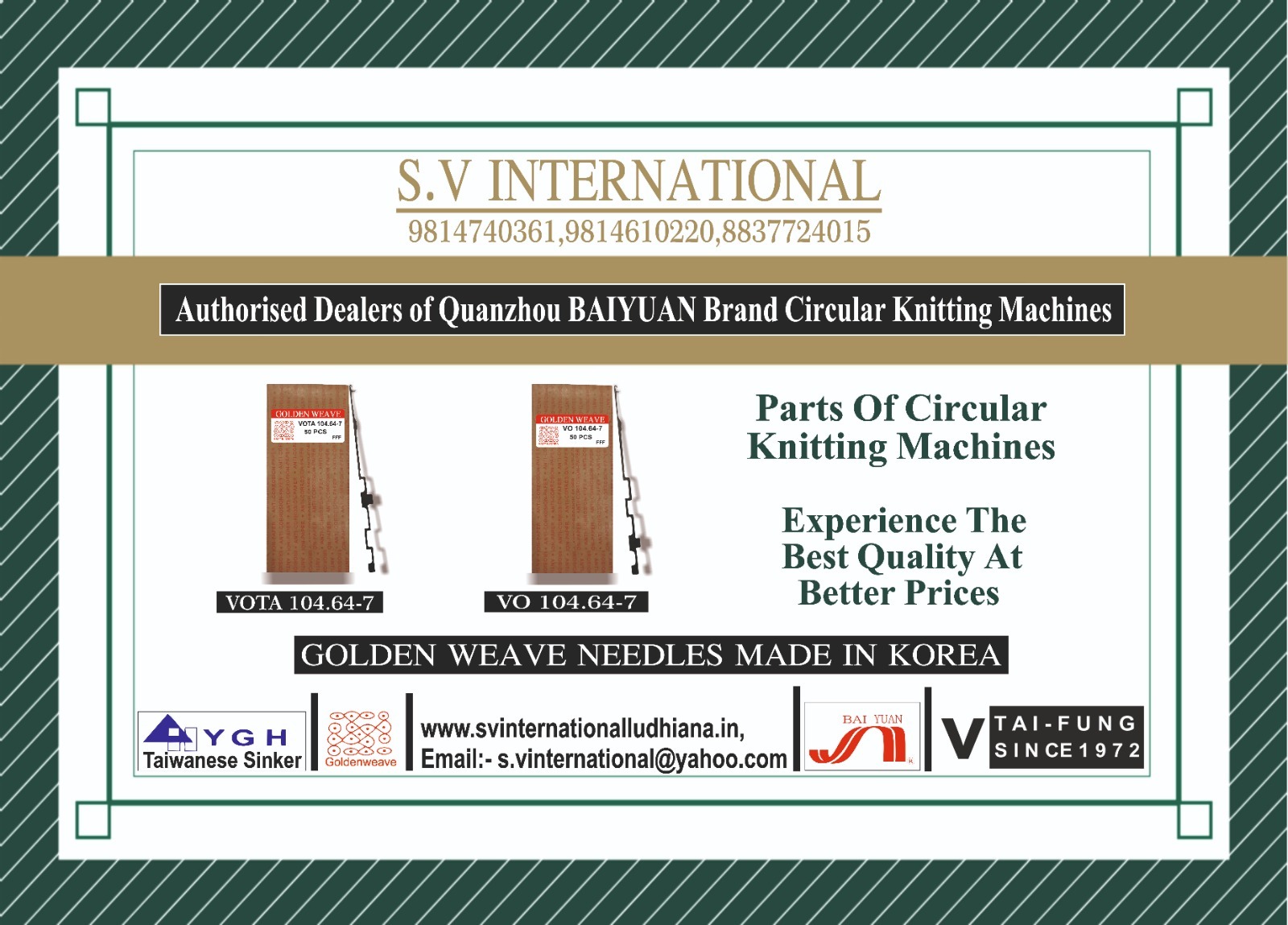 Vota-vo 104.64 - 7 - Golden Weave Brand Needles | High-grade Steel, 104.64-7mm, Gauge 7, Enhanced Productivity, Consistent Quality, Superior Performance