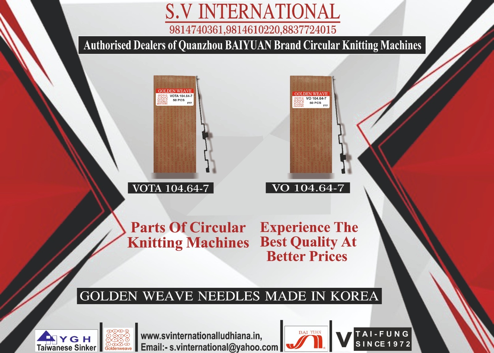 Vota-vo 104.64 - 7 - Golden Weave Brand Needles | High-grade Steel, 104.64-7mm, Gauge 7, Enhanced Productivity, Consistent Quality, Superior Performance