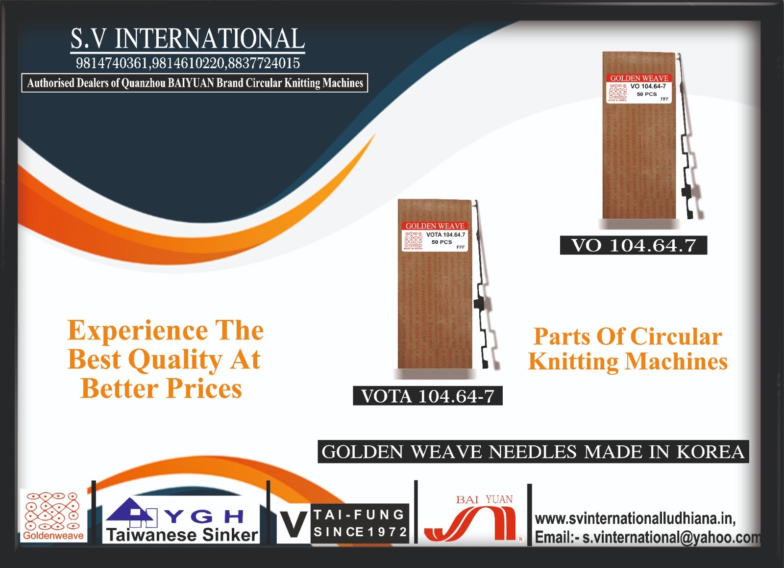 Vota-vo 104.64 - 7 - Golden Weave Brand Needles | High-grade Steel, 104.64-7mm, Gauge 7, Enhanced Productivity, Consistent Quality, Superior Performance