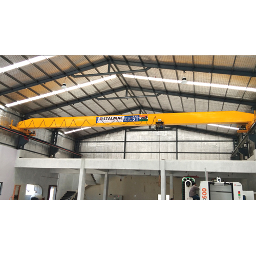 Single Beam Eot Crane - Capacity Up To 100t Height Up To 100m | Electric Operated Heavy Duty Gearbox Emergency Stop Automatic Mode Yellow