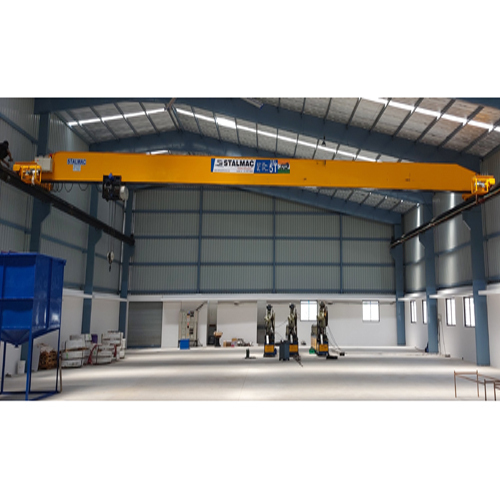 Single Beam Eot Crane - Capacity Up To 100t Height Up To 100m | Electric Operated Heavy Duty Gearbox Emergency Stop Automatic Mode Yellow