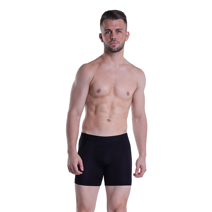 Bamboo Fiber Black Plain Boxer Underwear