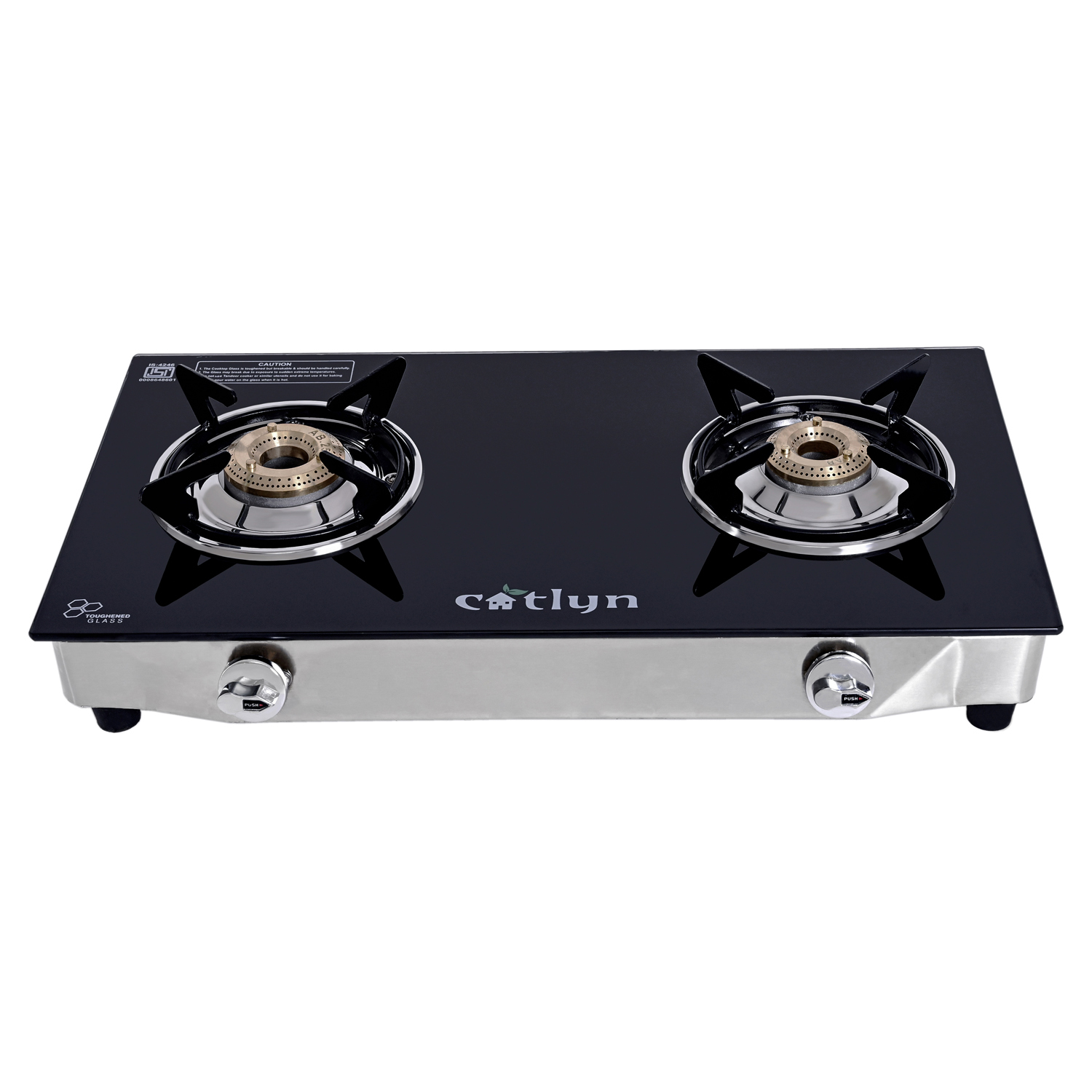 Two Burner Crystal Black Glass Stove With Ss Frame Dimension (L*w*h): 60 X 38 X 9  Centimeter (Cm)