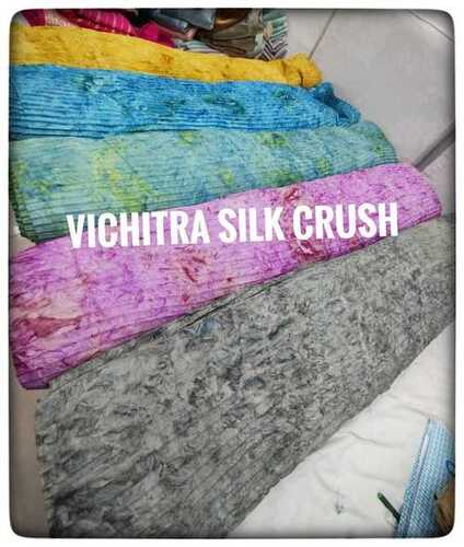 VICHITRA SILK CRUSH - Silk Material, Multicolor, Plain Style, Printed Texture | Quick Dry, Washable, Machine Wash Friendly, Perfect for Parties