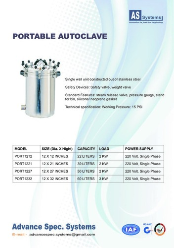 Portable Autoclave Application: Sterilization