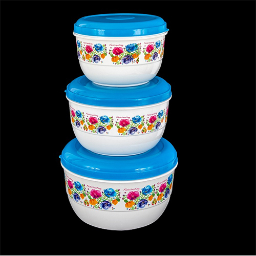 ब्लू प्रिंटेड प्लास्टिक स्टोरेज कंटेनर