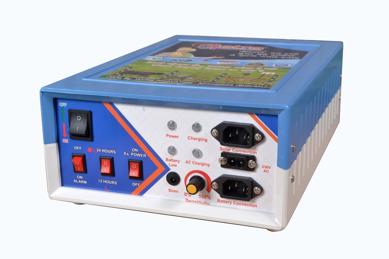 Solar Zatka Machine - Fiber Material, 10 Kv Max Output, Blue & White | Fully Automatic, 1-year Warranty, Ideal For Animal Protection And Security Solutions