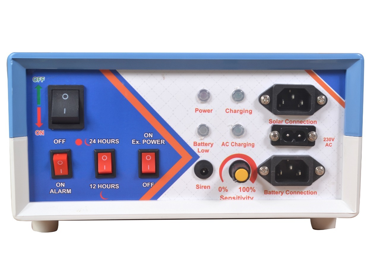 Solar Zatka Machine - Fiber Material, 10 Kv Max Output, Blue & White | Fully Automatic, 1-year Warranty, Ideal For Animal Protection And Security Solutions