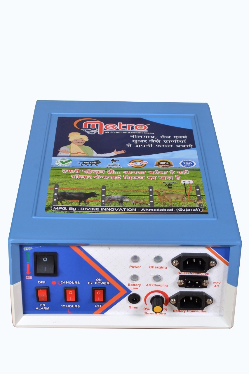 Solar Zatka Machine - Fiber Material, 10 Kv Max Output, Blue & White | Fully Automatic, 1-year Warranty, Ideal For Animal Protection And Security Solutions