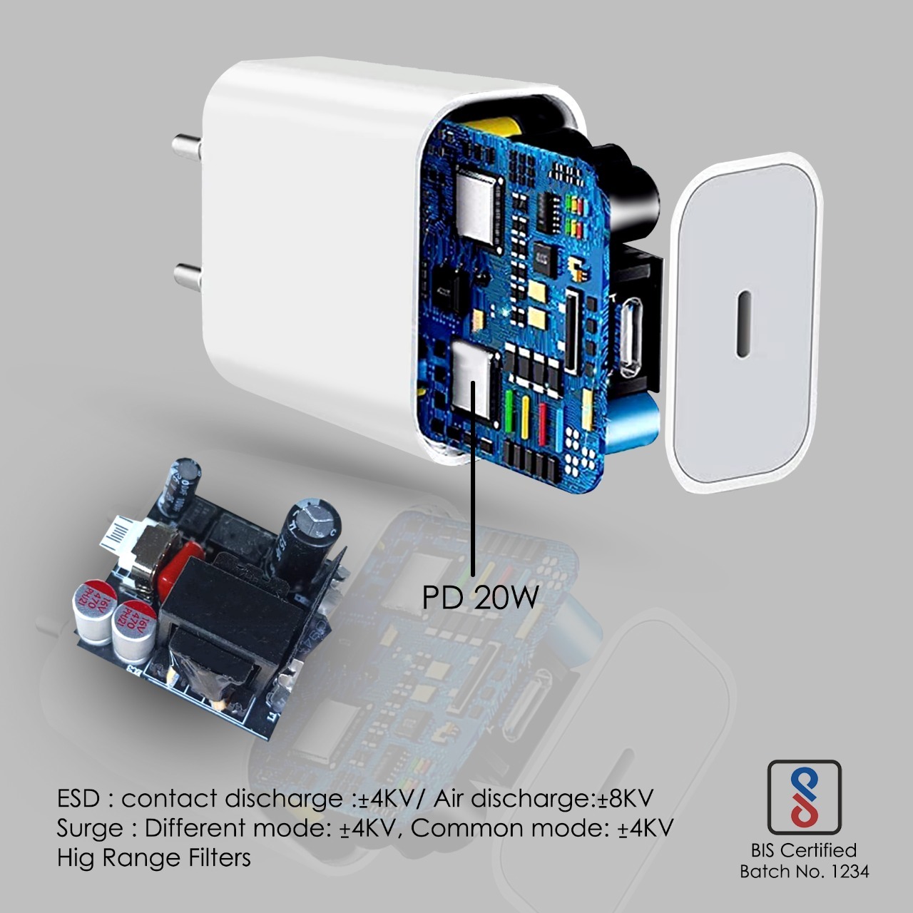 20w Pd 3.0 Mobile Charger - Pc+abs Material White Color | Surge Protection Over Voltage Over Current & Over Temperature Safety Features