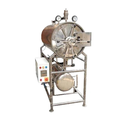 Horizontal Cylindrical Autoclave - Stainless Steel, 220-440 Voltage | Industrial Usage, Silver Finish