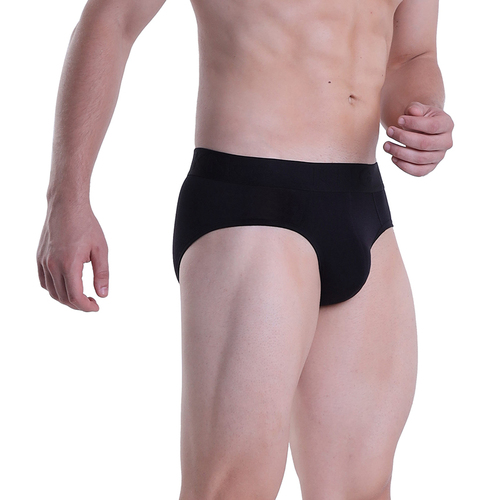 Black Plain Brief Underwear - Bamboo Fiber, Sizes S M L XL, Black, Mid Rise Waist, Perfect Fitting, Long Lasting Colors, Pack of 3 Pieces