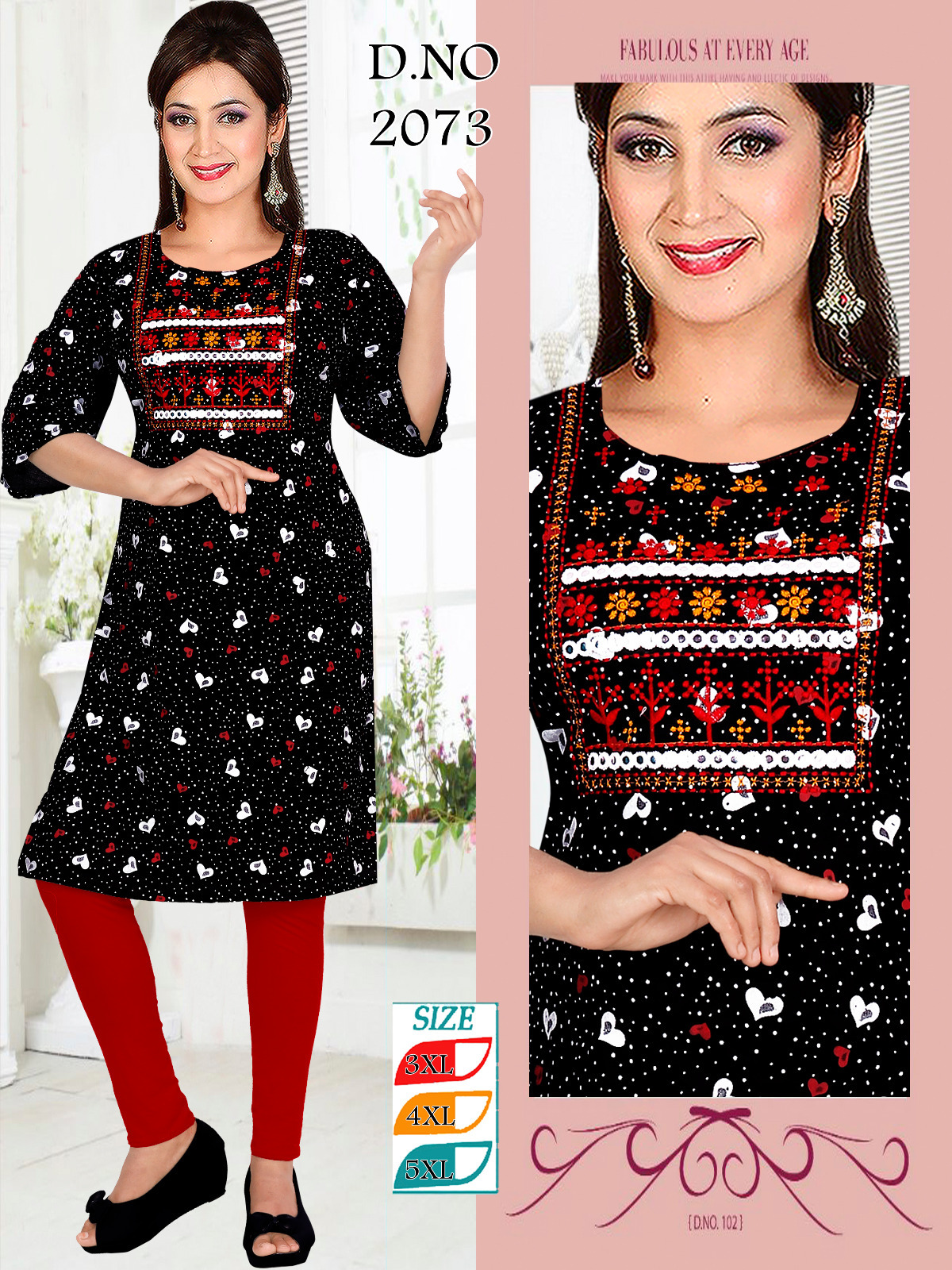 Ladies Kurti - Rayon, Xl-5xl Sizes, Mix Color | Formal Ethnic Wear With Embroidered Pattern And Full Sleeves For All Seasons