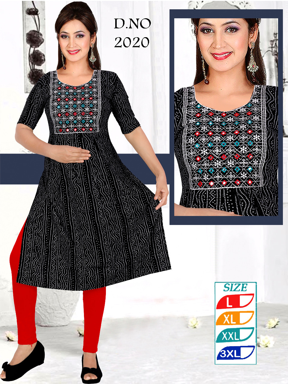 Ladies Kurti - Rayon, Xl-5xl Sizes, Mix Color | Formal Ethnic Wear With Embroidered Pattern And Full Sleeves For All Seasons