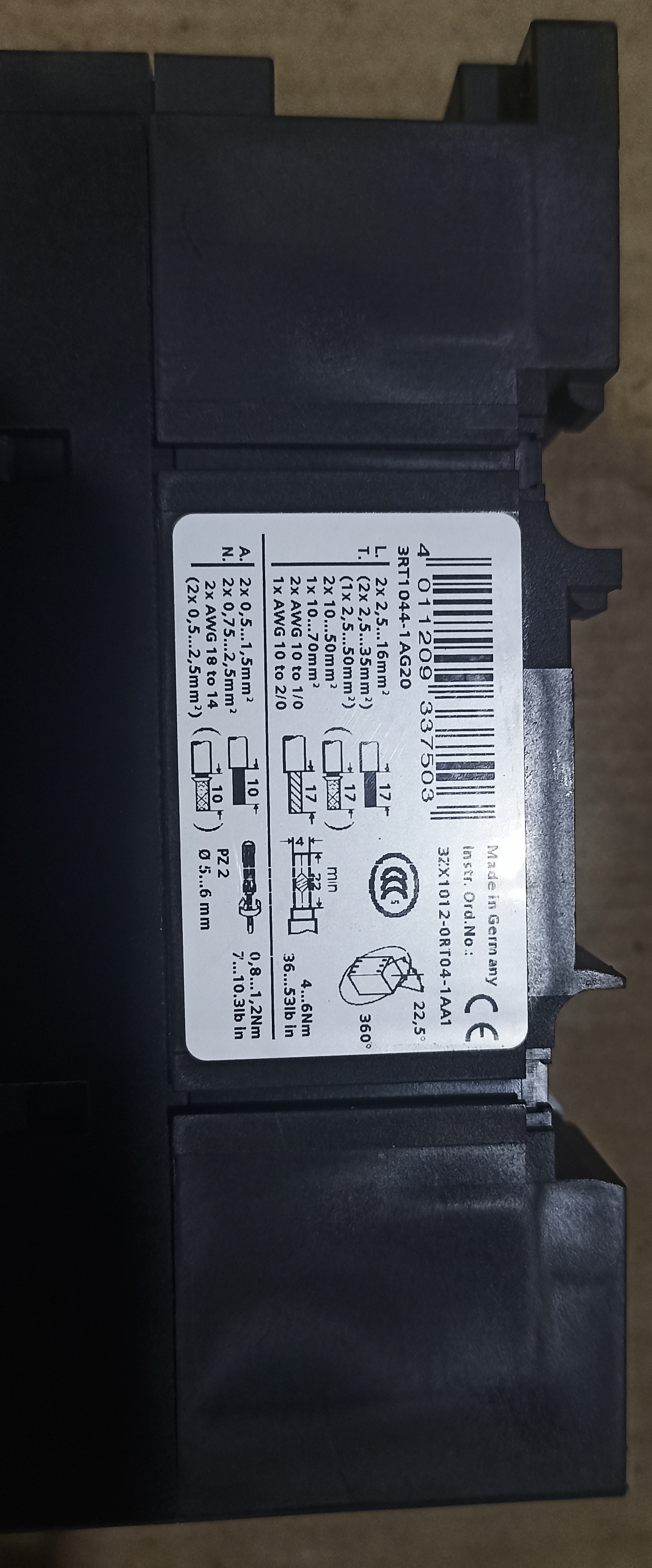 Siemens 3rt1044 Contactor