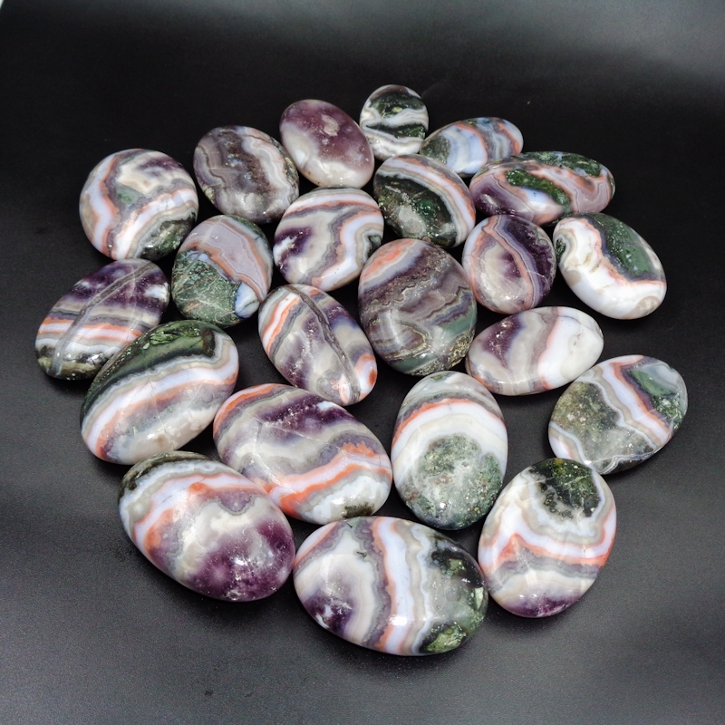 Natural Gemstone Amethyst Lace Agate Palm Worry Stone Crystals Palm Tumbled Stone Grade: Top