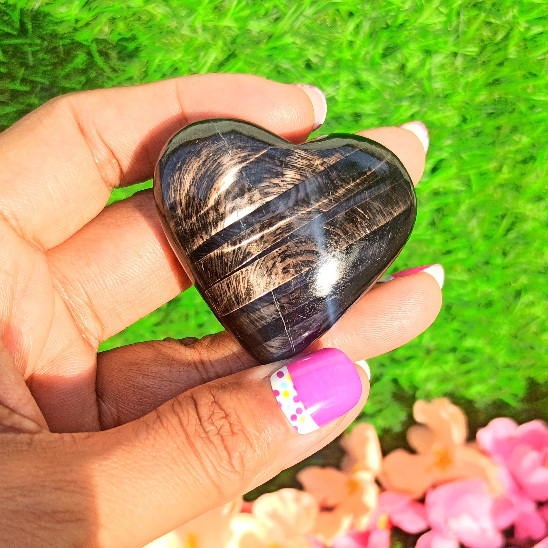 Natural Gemstone Hypersthene Heart Shaped Crystals Hearts Grade: Top