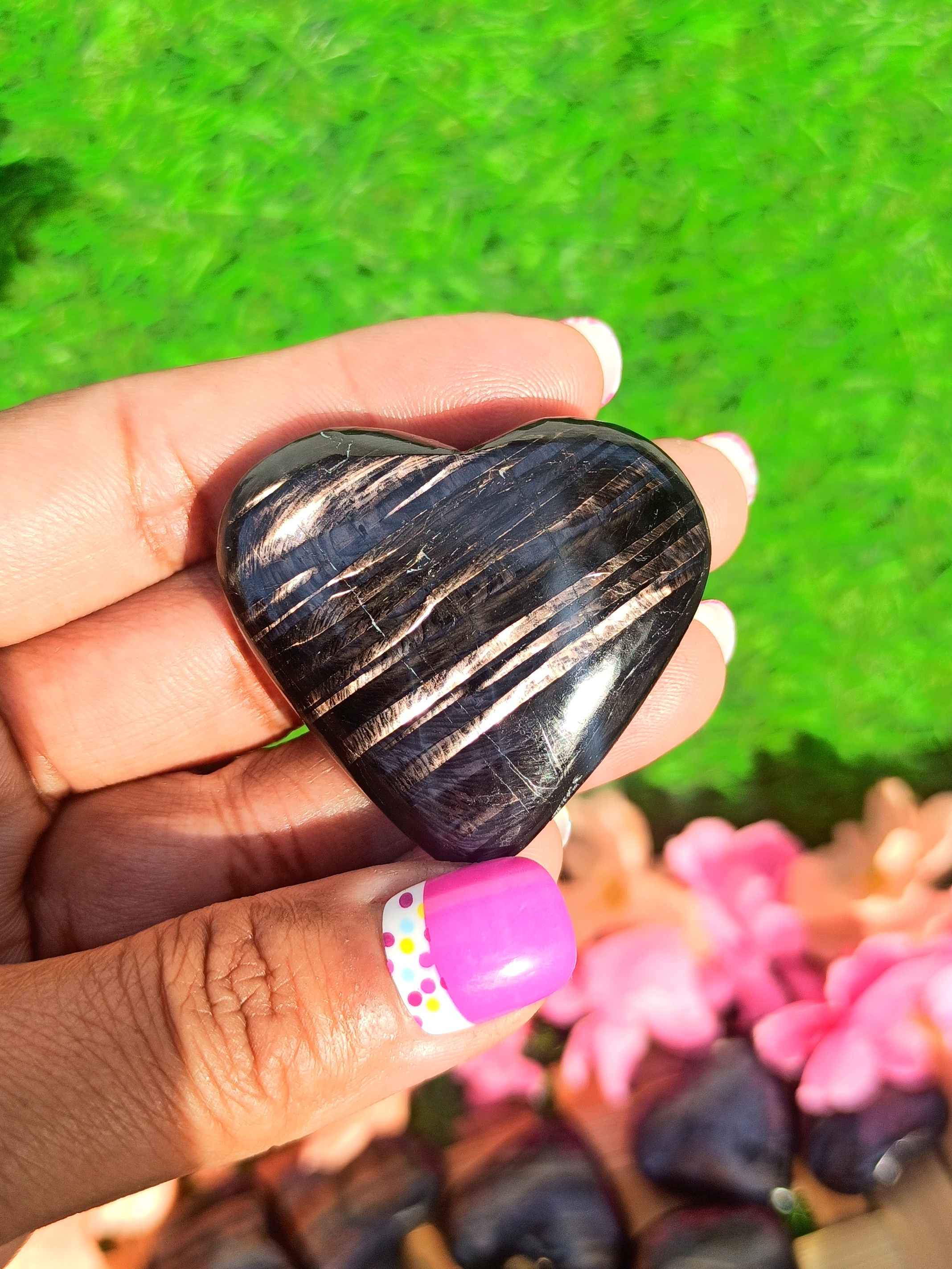 Natural Gemstone Hypersthene Heart Shaped Crystals Hearts Grade: Top