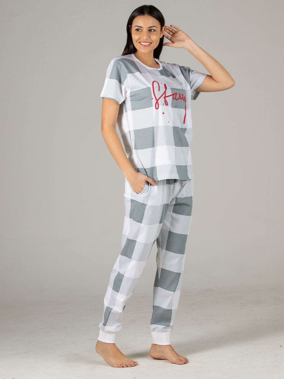 Cotton Pajama Sets - Floral Printed Design, Casual Attire In Green | Highly Breathable, Stretchable Quality, Hand Washable, Colorfast And Anti-shrink