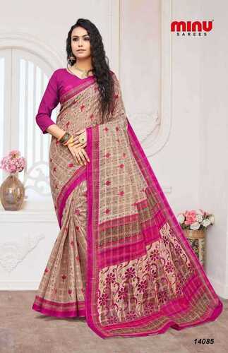 Deepika Chiku Printed Saree - Cotton, Set Of 10 Pcs, All Mix Colors | Ideal For Daily Wear, Printed Pattern, Suitable For All Seasons, Bangali Style