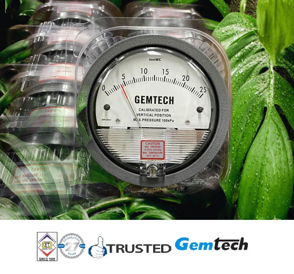 Black Gemtech Magnehelic Gauge Range