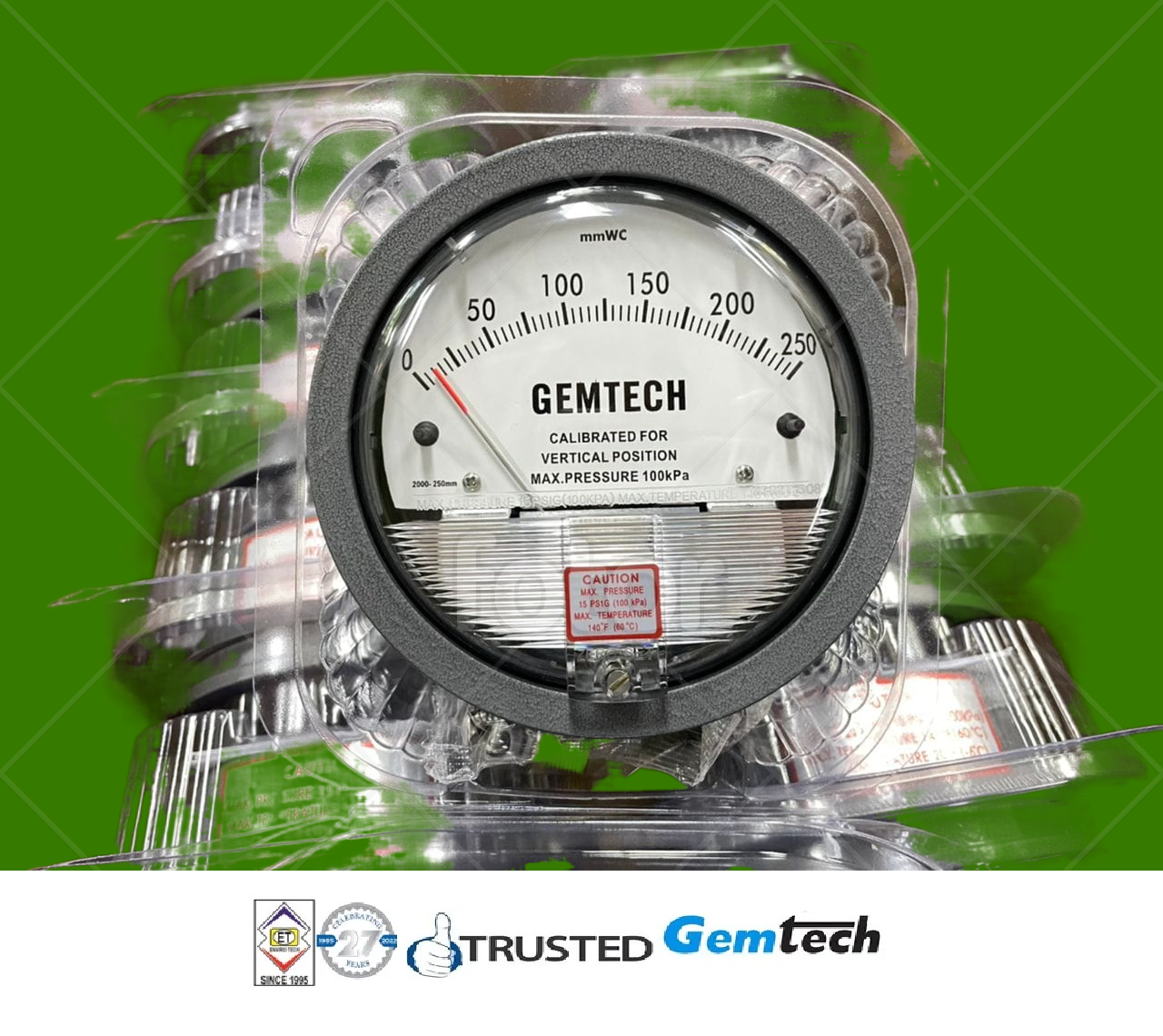 Nextech Differential Magnehelic Pressure Gauge Range 0-25 Mm Accuracy: A 2% Of Full Span At 70???(21??????(a 3% On -0
