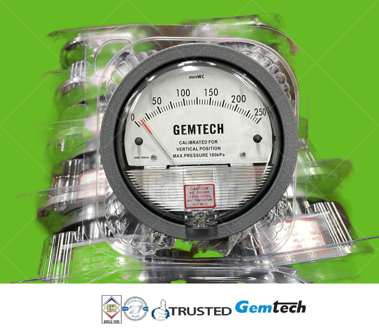 Nextech Differential Magnehelic Pressure Gauge Range 0-25 Mm Accuracy: A 2% Of Full Span At 70???(21??????(a 3% On -0