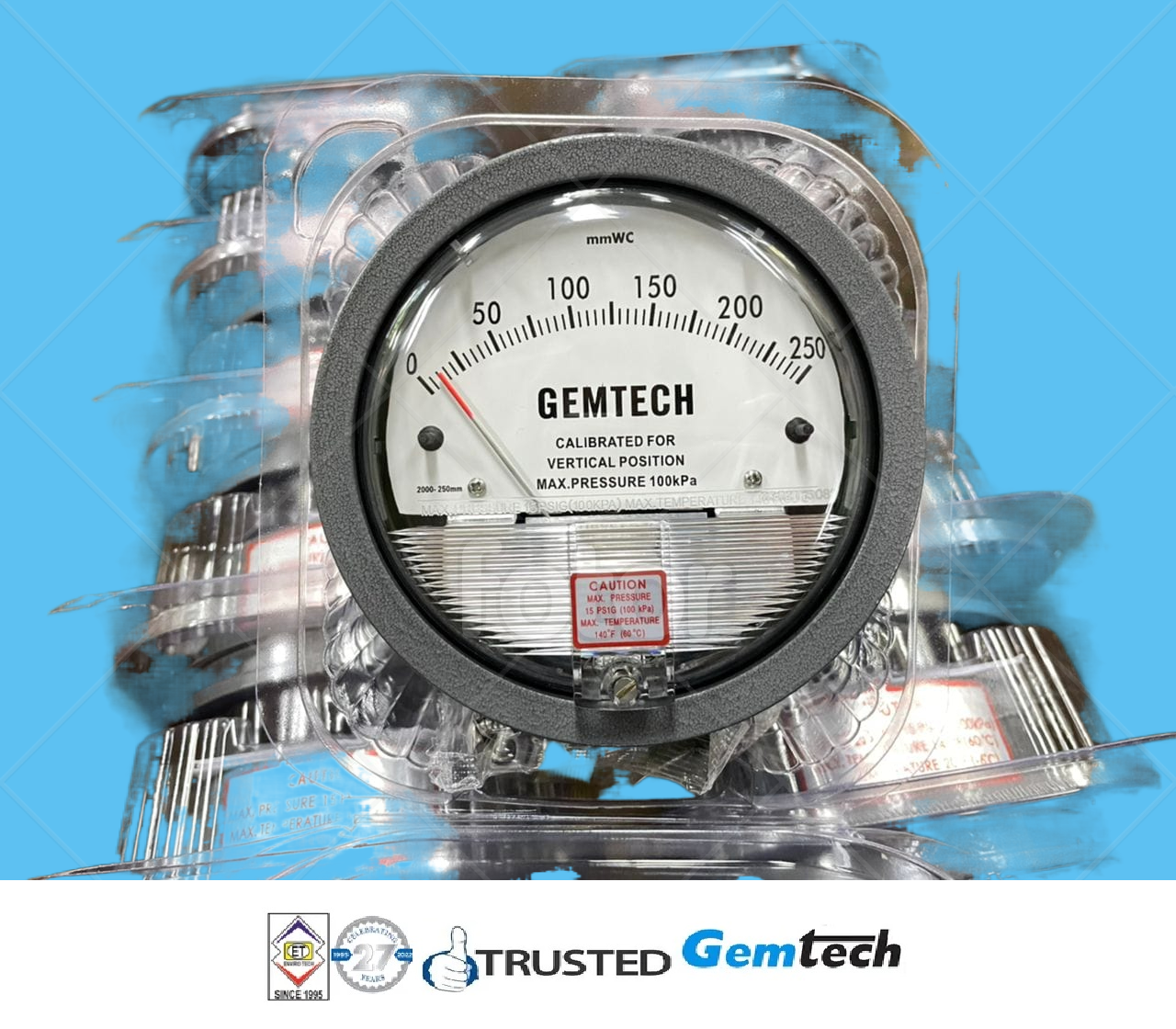 Black Gemtech Differential Magnehelic Pressure Gauge