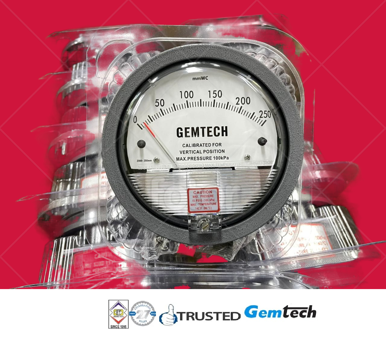 Black Gemtech Differential Magnehelic Pressure Gauge