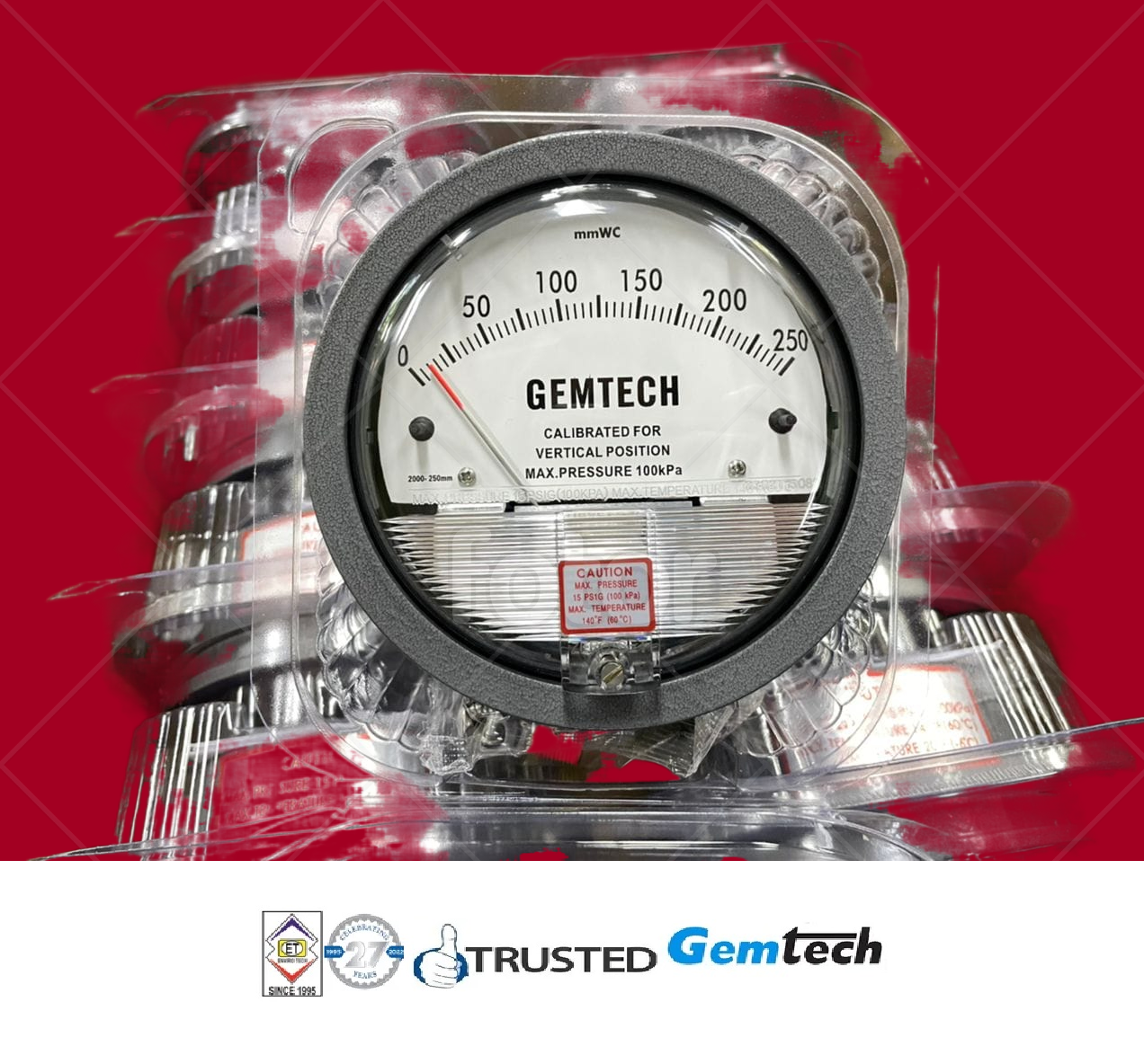 Black Gemtech Differential Magnehelic Pressure Gauge