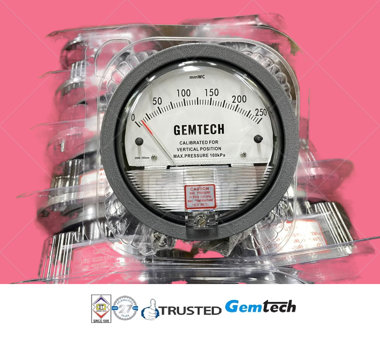 Nextech Differential Magnehelic Pressure Gauge Range 50-0-50 Pascal Accuracy: A 2% Of Full Span At 70 21 3% On -0