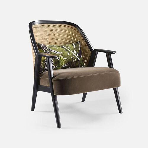 Wooden Arms Cane Work Cushion Rastaurants Cafe Chair