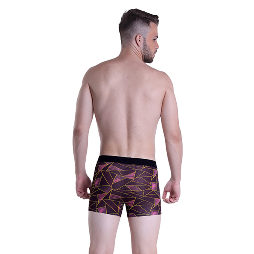 Maroon Abstract Printed Trunk Underwear - Bamboo Fiber, Sizes S-xl, Maroon Color, Mid Rise Boxer Brief Style, Pack Of 3 Pieces, Long Lasting Colors