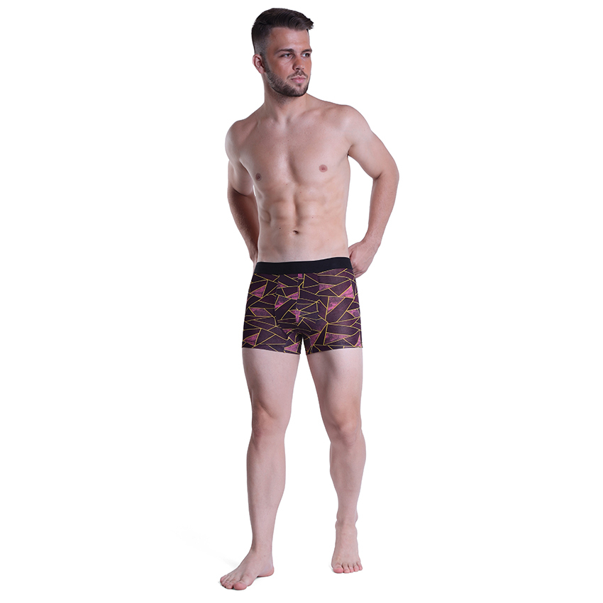 Maroon Abstract Printed Trunk Underwear - Bamboo Fiber, Sizes S-xl, Maroon Color, Mid Rise Boxer Brief Style, Pack Of 3 Pieces, Long Lasting Colors