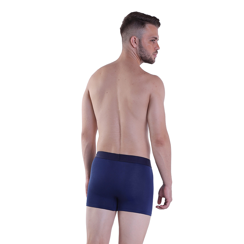 Navy Blue Plain Trunk Underwear - Bamboo Fiber, S/m/l/xl, Navy Blue, Boxer Briefs Style, Printed Pattern, Pack Of 3 For Daily Use | Perfect Fit, Long Lasting Colors