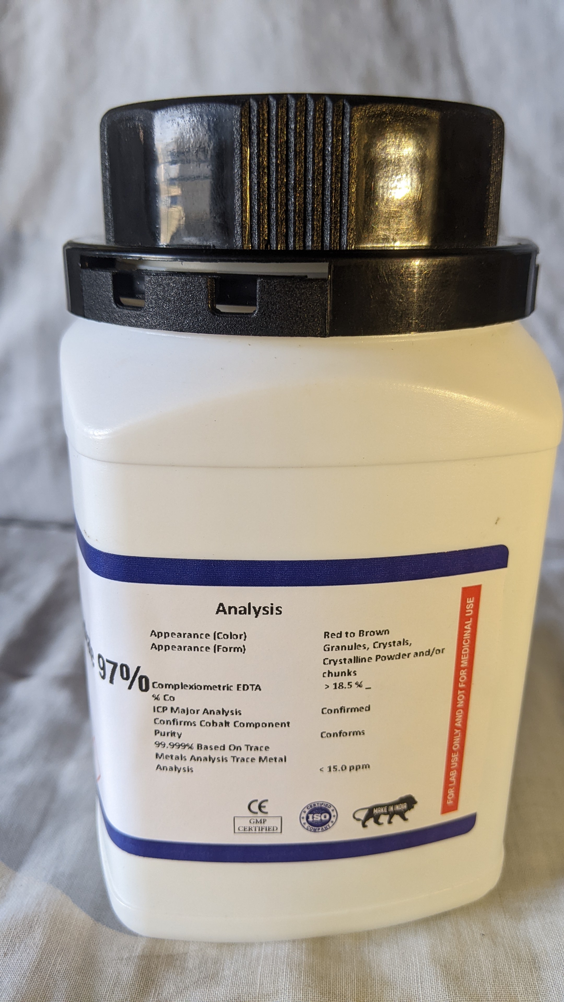 Cobalt(ii) Sulfate Heptahydrate - Analytical Grade Ar 500gm | Red Solid, High Purity 99%, Cas No: 10026-24-1, Water Soluble