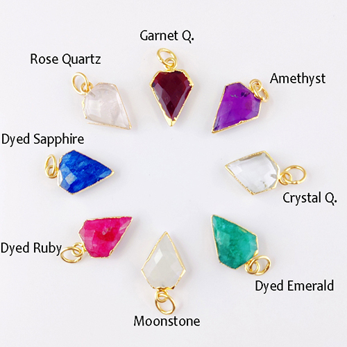 Dyed Ruby Gemstone Diamond Shape 15x12mm Electroplated Charm Size: 12x15mm