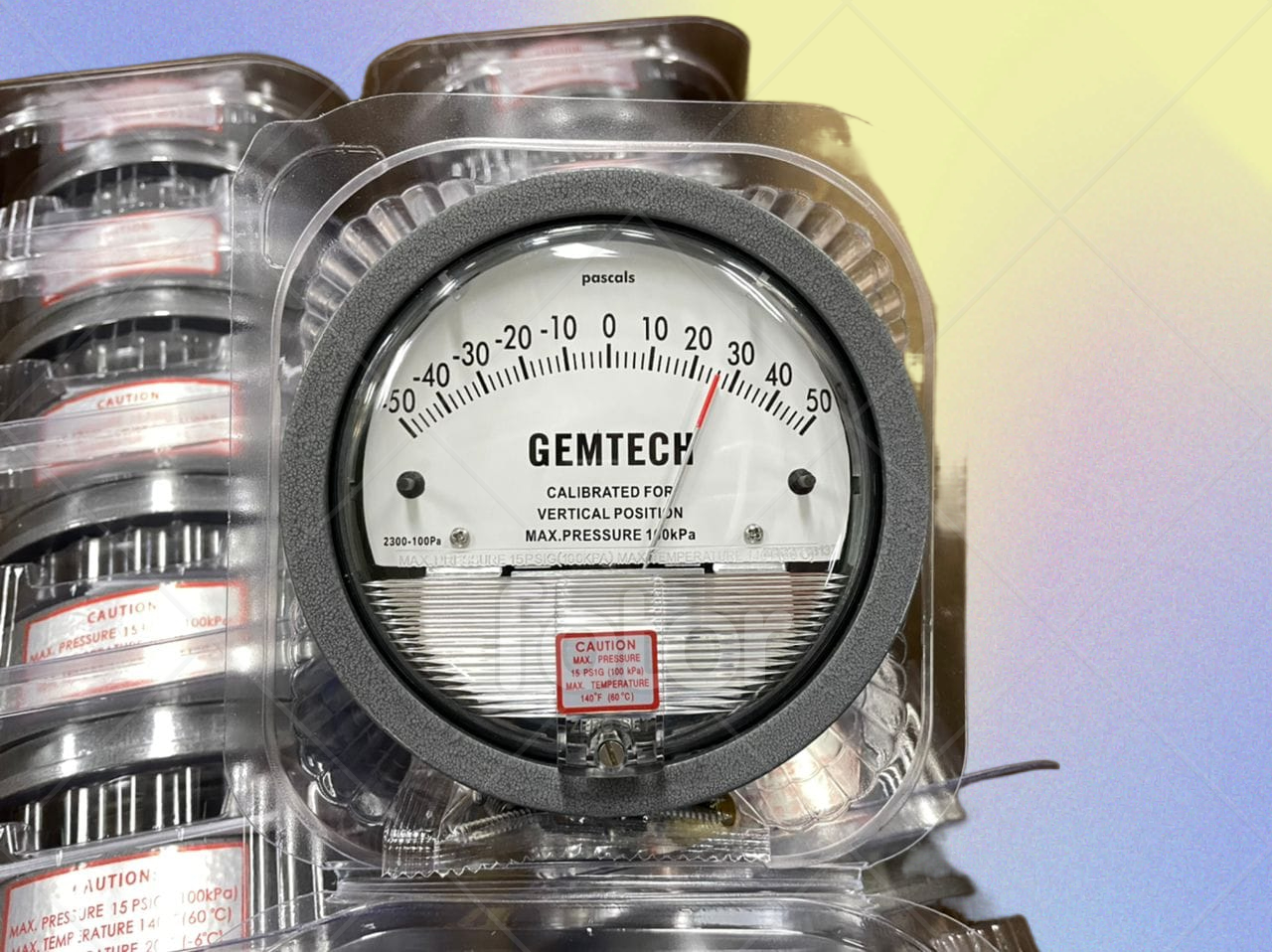 Gemtech Differential Magnehelic Pressure Gauge - Metal Alloy, 4 Inch Diameter, Black Color | High Accuracy ±2% Full Span, 0-50 Inches Range, 1/8 Inch Npt Threaded Connections