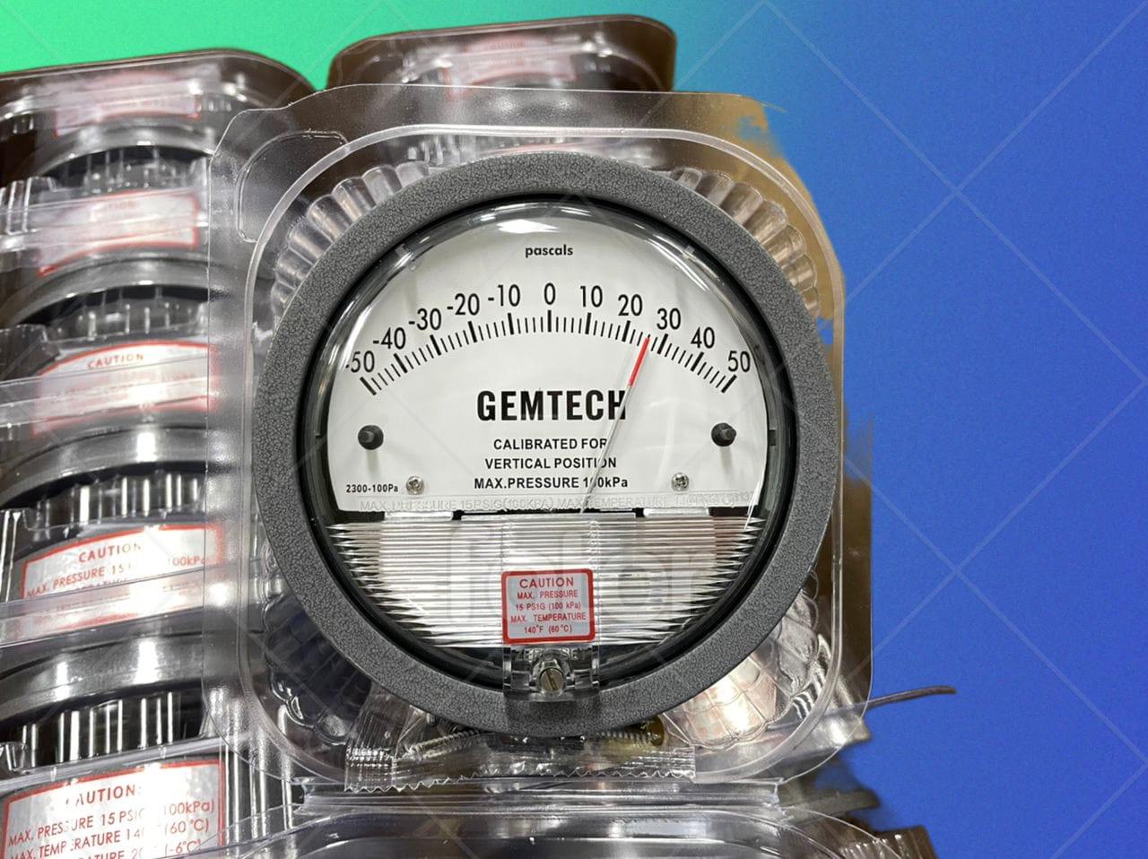 Gemtech Differential Magnehelic Pressure Gauge - Metal Alloy, 4 Inch Diameter, Black Color | High Accuracy ±2% Full Span, 0-50 Inches Range, 1/8 Inch Npt Threaded Connections