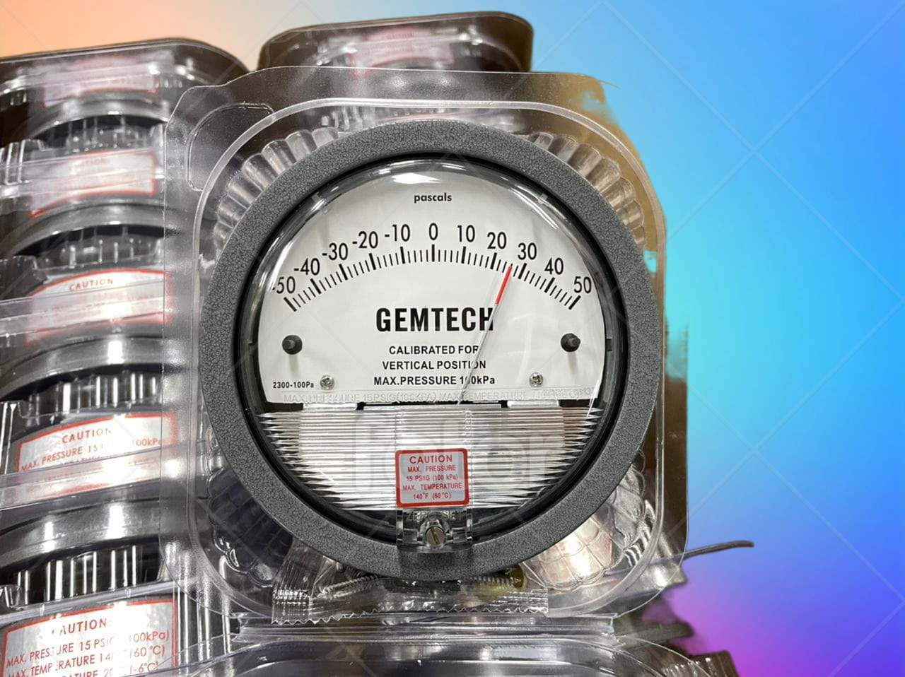 Gemtech Differential Magnehelic Pressure Gauge - Metal Alloy, 4 Inch Diameter, Black Color | High Accuracy ±2% Full Span, 0-50 Inches Range, 1/8 Inch Npt Threaded Connections