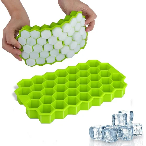 Honeycomb Ice Cube Tray - Silicone Rubber, Different Sizes Available, Blue Color | High Quality, Non-stick Design, Easy To Clean