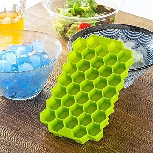 Honeycomb Ice Cube Tray - Silicone Rubber, Different Sizes Available, Blue Color | High Quality, Non-stick Design, Easy To Clean