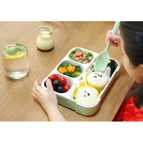 4 Compartments Lunch Box - Color: Multicolor