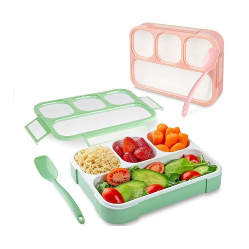 4 Compartments Lunch Box - Color: Multicolor