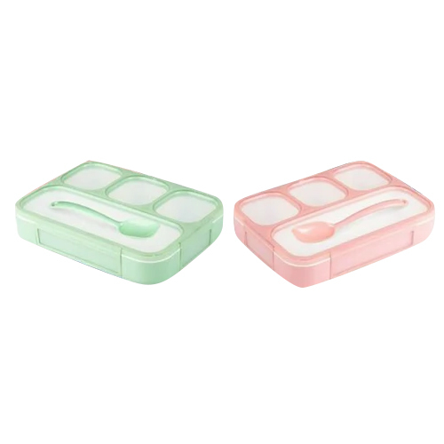 4 Compartments Lunch Box - Color: Multicolor