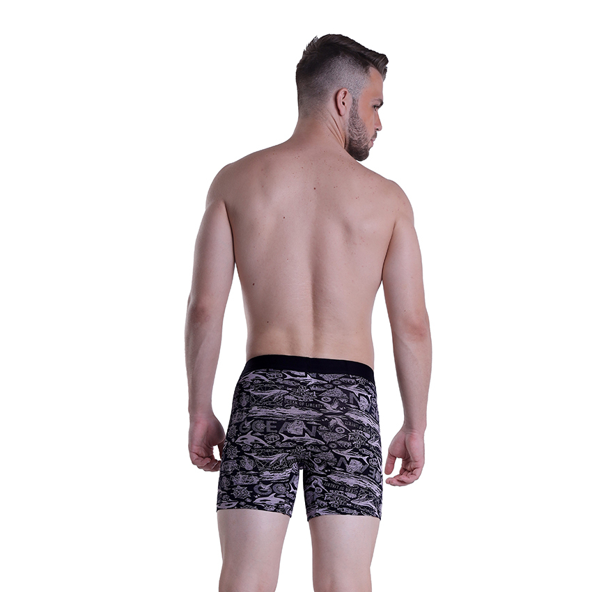 Black Printed Trunk Underwear Boxers Style: Boxer Briefs